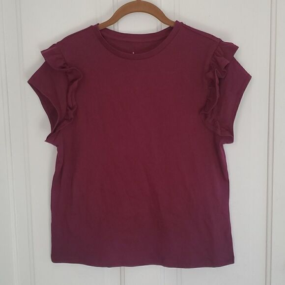 A New Day Maroon Ruffle Top - Picture 1 of 6